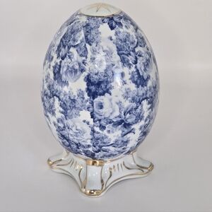 Formalities by Baum Bros Blue & White Porcelain Potpourri Egg Jar